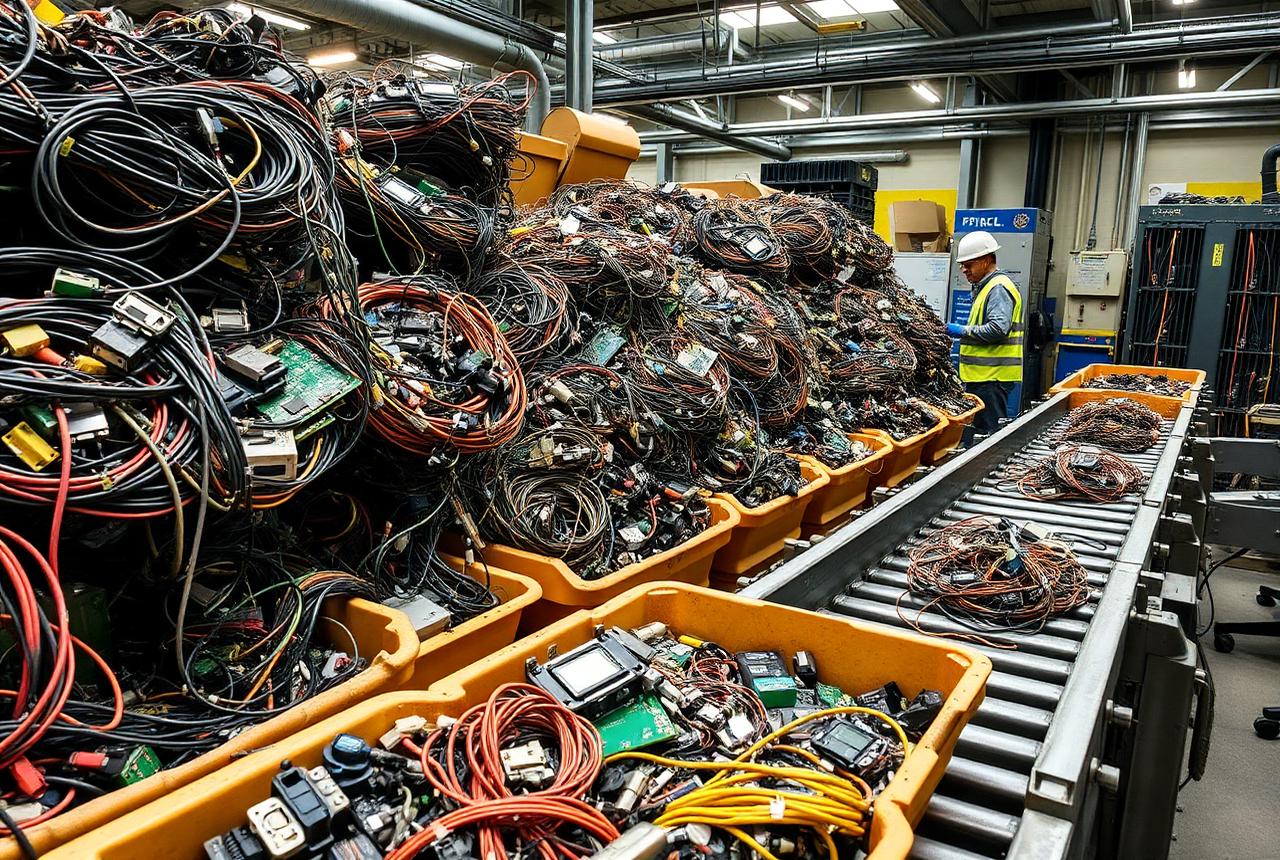 E-waste components sorted for authorised recycling